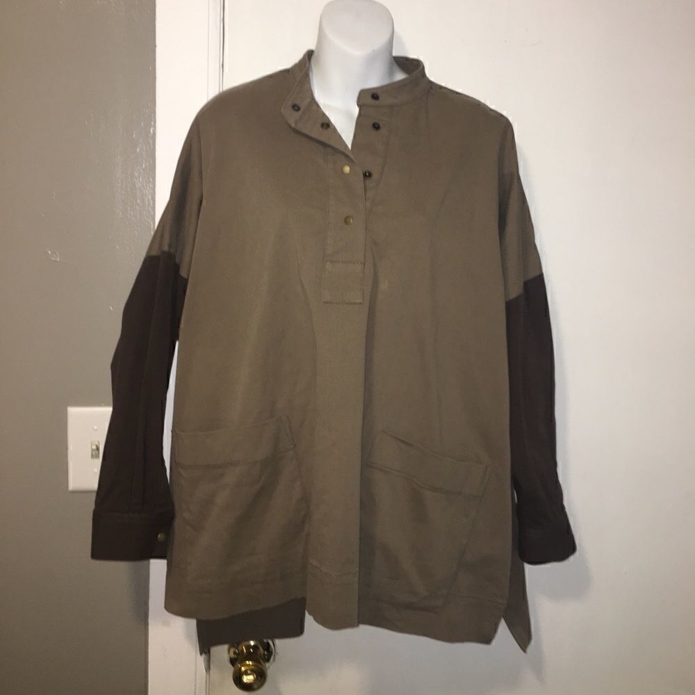 TOME Army Brown Twill Utility Longsleeve Overshirt